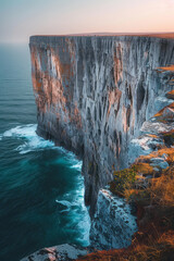 Poster - Island with cliffs that change color depending on the time of day,