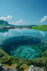 Poster - Island with unique tidal pools filled with colorful marine life,