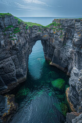 Poster - Island with a natural arch bridge connecting two landmasses,