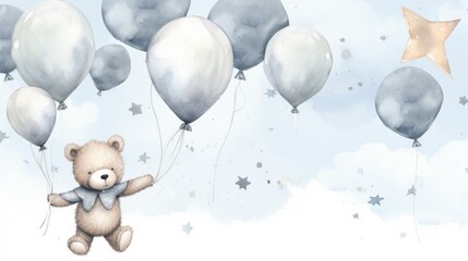 Poster - Watercolor teddy bear 