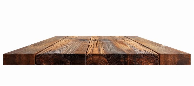 This is a wooden tabletop isolated on a white background, which can be used in art montage or for key visual layouts as part of key visual layouts. With clipping paths