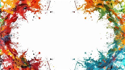 Canvas Print - explosive colorful border on white background abstract digital art illustration
