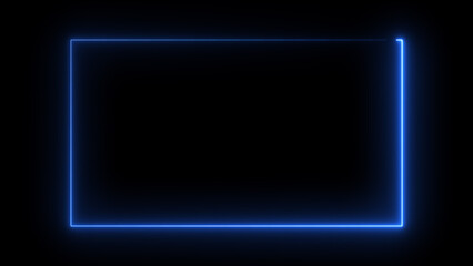 Wall Mural - Abstract neon light glowing rectangle frame loading background 4k illustration.