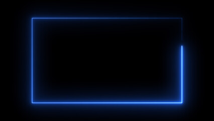 Wall Mural - Abstract neon light glowing rectangle frame loading background 4k illustration.