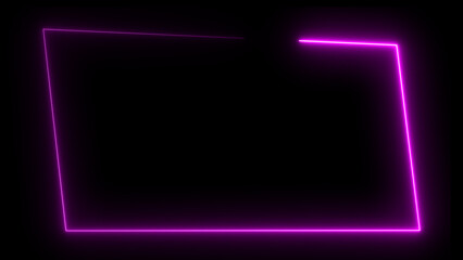Wall Mural - abstract glowing neon light effect rectangle frame background illustration.