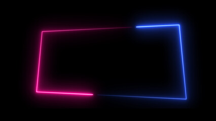 Wall Mural - abstract glowing neon light effect rectangle frame background illustration.