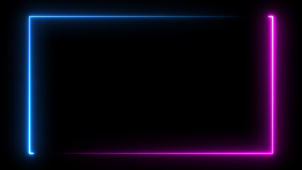 Wall Mural - Abstract neon light glowing rectangle frame loading background 4k illustration.