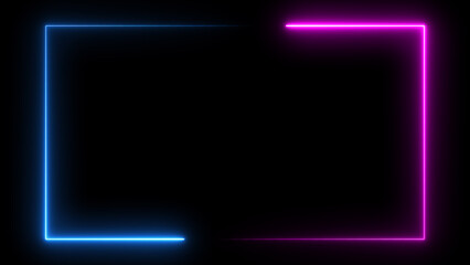 Wall Mural - abstract glowing neon light effect rectangle frame background illustration.