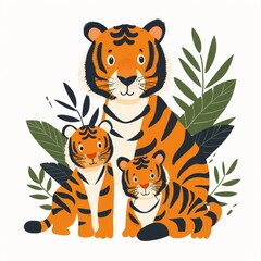 Wall Mural - Tiger. Flat vector illustration of cute animal. Baby nursery art.