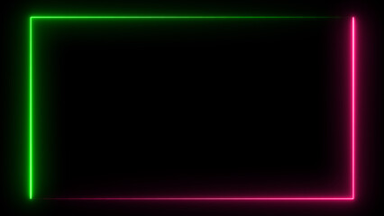 Wall Mural - abstract glowing neon light effect rectangle frame background illustration.