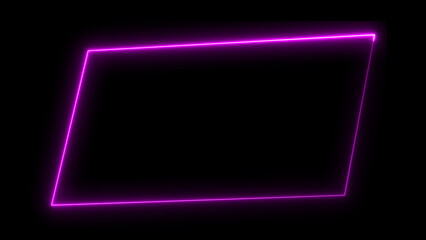 Wall Mural - abstract neon light glowing rectangle frame loading background 4k illustration.