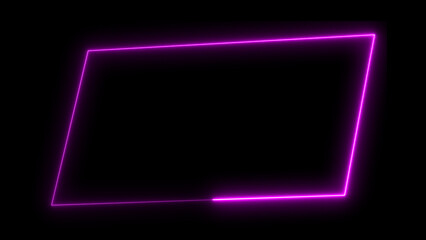 Wall Mural - abstract glowing neon light effect rectangle frame background illustration.