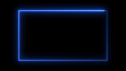 Wall Mural - abstract neon light glowing rectangle frame loading background 4k illustration.