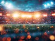 © Business Pics - Blurred bokeh effect. vibrant sports stadium with cheering fans and illuminated lights
