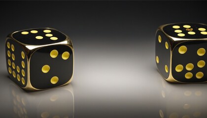 Vector illustration of gold and black casino dice with lucky symbols