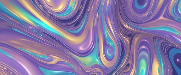 Wall Mural - colorful holographic abstract shape, illuminated by a vibrant gradient, in a futuristic 3d render