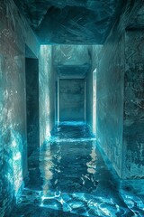 Wall Mural - Blue Hallway with water texture