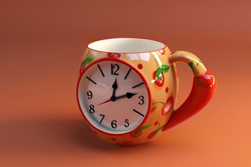 Wall Mural - A Cup with clock.