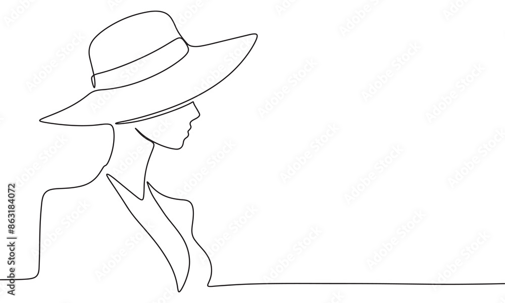 Fashion woman face silhouette one line line continuous. Line art woman ...