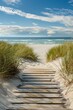 © Joyce - Walkway at sandy beach leading tropical sea with grass