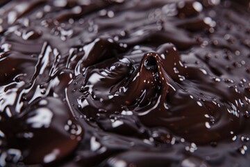 A close-up shot of a deliciously chocolate-covered surface