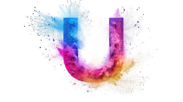 A close-up shot of the letter 'u' composed of colorful powders, great for abstract designs or educational materials