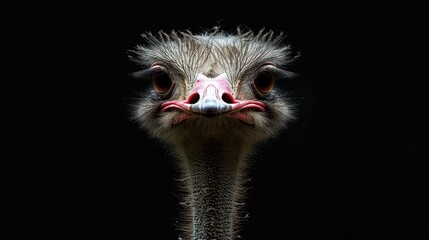 Poster - Ostrich bird front view of head and neck