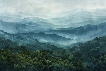 Wall Mural - Viewing the endless ridges and valleys along the Blue Ridge Mountains from an overlook