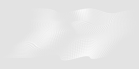 Dot white gray wave light technology texture background. Abstract big data digital concept. 3d rendering.