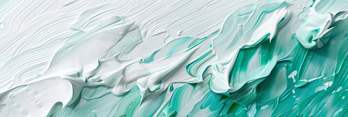The texture of an abstract green and white paint stroke is abstract and beautiful