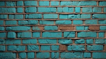 Wall Mural - Turquoise brick wall texture background

