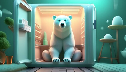 Poster - A sweet polarbear in the fridge