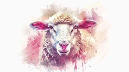 Poster - Sheep Face Watercolor