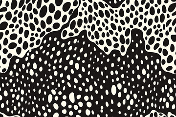 seamless hand drawn small dense polka dot animal spots pattern in white on black background abstract aboriginal dot art motif or organic cellular texture in a trendy doodle line art or linocut style