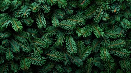 A vibrant close-up of lush fir tree branches, showcasing the intricate details and deep green needles. Perfect for holiday and nature-themed designs.