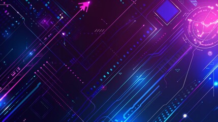 Wall Mural - Electric Blue and Purple Tech Grid Futuristic Abstract Background with Glowing Geometric Shapes and Data Connectivity Ideal for Tech Presentations Websites and Digital Projects
