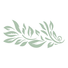 Wall Mural - A decorative floral design with green leaves and vines in a minimalist, stylized pattern