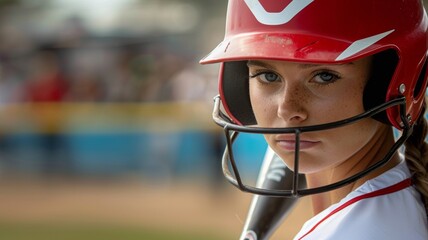 closeup shot of female softball player