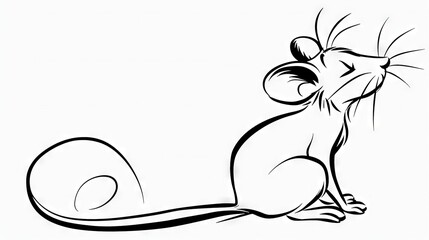 Canvas Print -   A monochromatic illustration depicts a rodent perched on all fours with an open maw and dilated irises