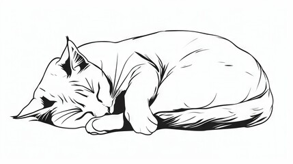 Wall Mural -  Cat napping on white surface with head on back