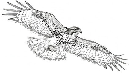 Poster -   Hawk in flight, black & white