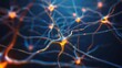 © neatlynatly - Conceptual illustration of neuron cells with glowing synapses, showcasing the complex network of neural connections in the brain.