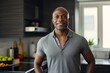 © CojanAI - Portrait of a smiling middle aged fit man in modern kitchen with fresh vegetables