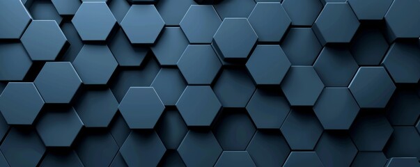 Wall Mural - The hexagonal dark navy background texture placeholder has radial center space, 3D illustrations, and 3D rendering backdrops