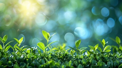 Wall Mural - Concept for World Environment Day: abstract background of green grass and blue sky