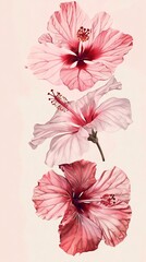 Poster - pink flowers on a white background