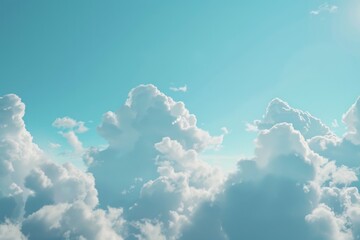 Wall Mural - a plane soaring through the clear blue sky amidst fluffy white clouds