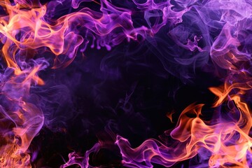 Wall Mural - Close-up shot of a burning flame on a dark, black background
