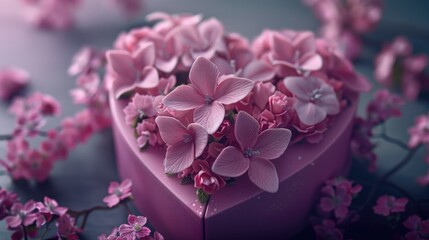 Poster - A heart-shaped box filled with pink flowers, perfect for romantic gestures or special occasions