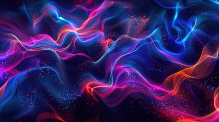 Wall Mural - Soft neon glow on dark abstract background